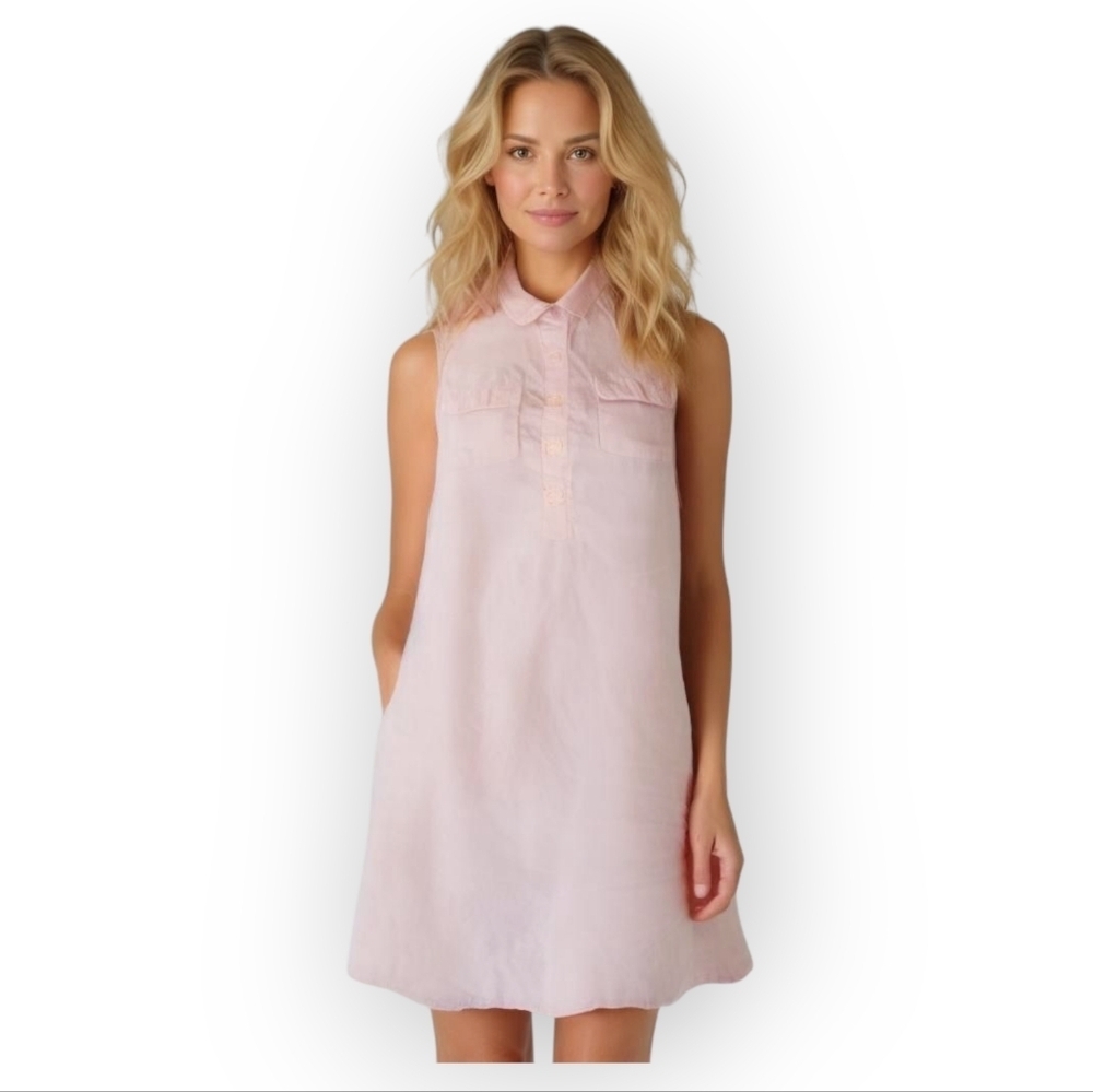 J. McLaughlin 100% Linen Dress – XS – Pale Pink – Sleeveless
